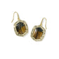 Tiger Striped Daphne Drop Earrings Gold Dark Brown Hawk's Eye