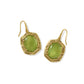 Tiger Striped Daphne Drop Earrings Vintage Gold Chartreuse Green Mother of Pearl