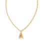 Crystal Letter Short Pendant Necklace Gold White CZ