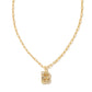Crystal Letter Short Pendant Necklace Gold White CZ