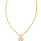 Crystal Letter Short Pendant Necklace Gold White CZ