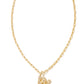 Crystal Letter Short Pendant Necklace Gold White CZ