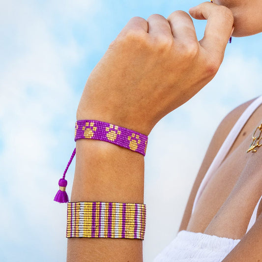 Gabby Game Day Purple/Gold Paw Print Bracelet