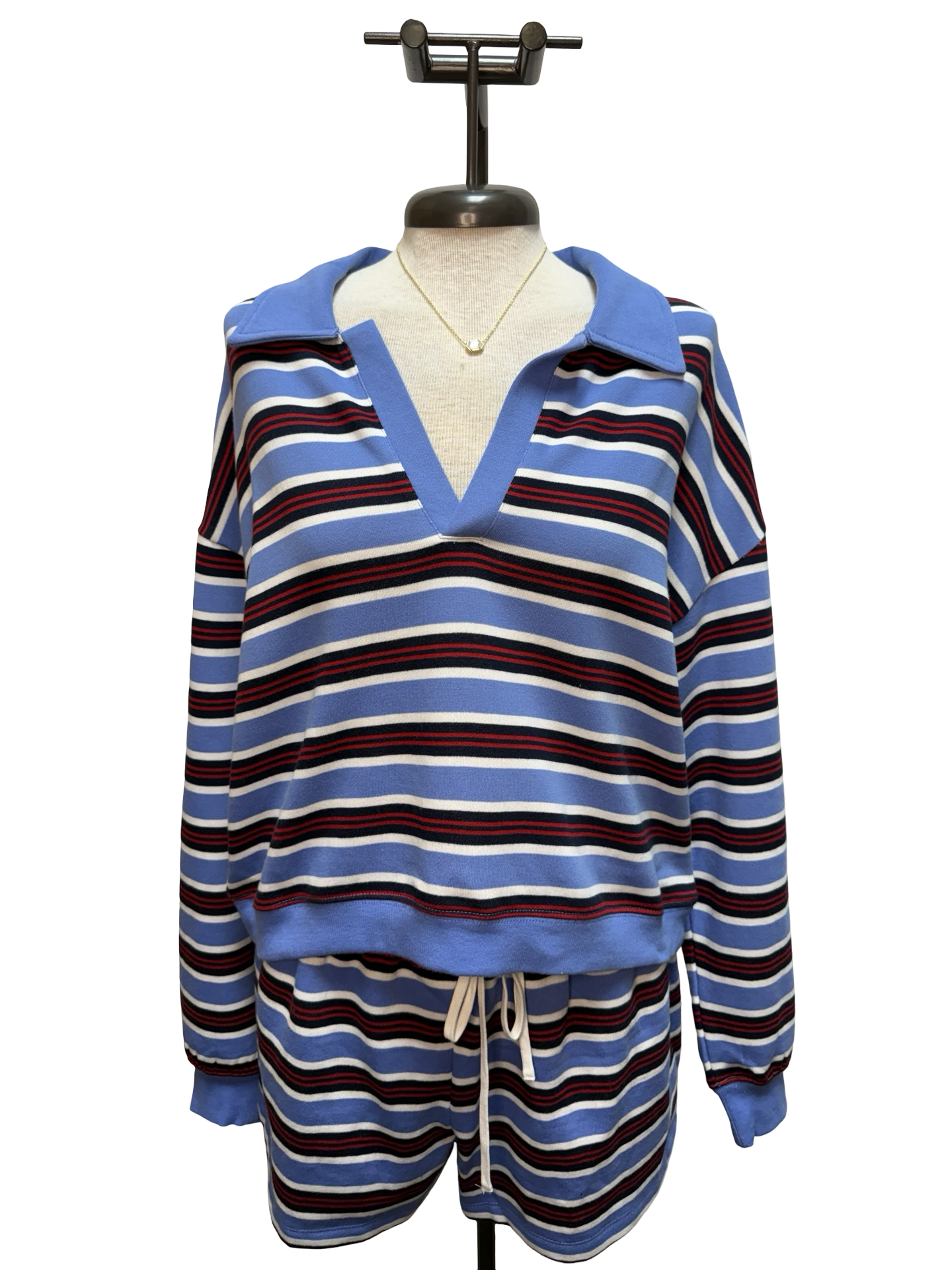 Low Key Stripe Fleece Henley