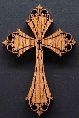 Red Oak Center Cross Ornate Cross
