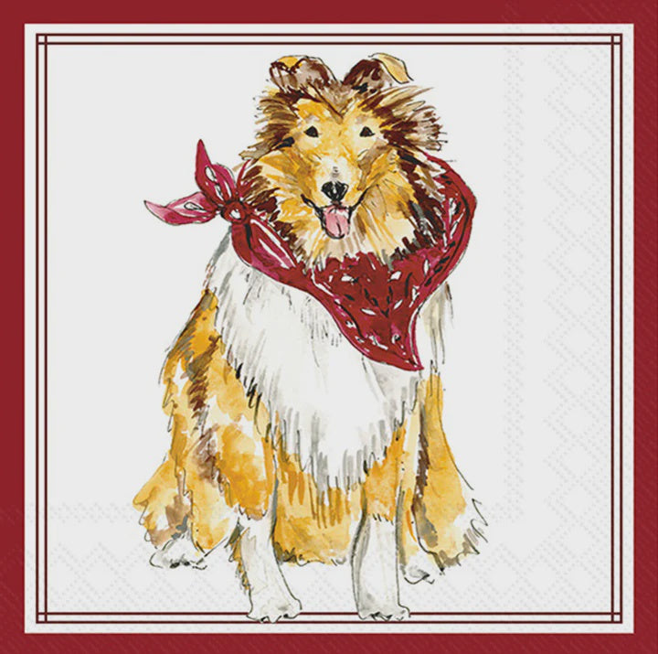 Maroon Collie Hometown Pride Cocktail Napkin