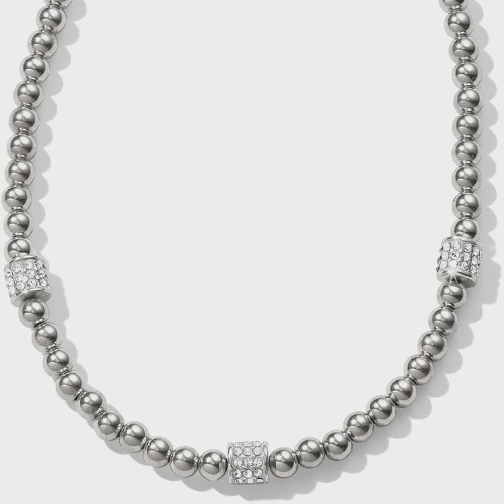 Meridian Petite Beads Station Necklace Silver