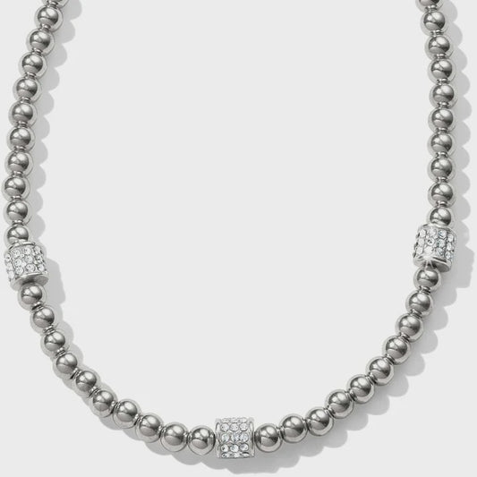 Meridian Petite Beads Station Necklace Silver