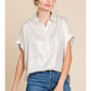 Metallic Pearl Button Up Top