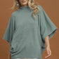 Mock Neck Dolman Sleeve Knit Top Slate Mint