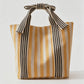 Mini Striped Bow Handle Tote Yellow