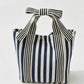 Mini Striped Bow Handle Tote Navy