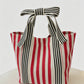 Mini Striped Bow Handle Tote Red