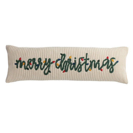 Long Chunky Knit Pillow Merry Christmas