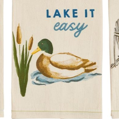 Lake It Easy Lake Watercolor Towel