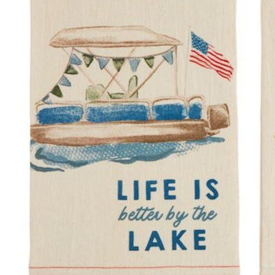 Life is Better Lake Watercolor Towel