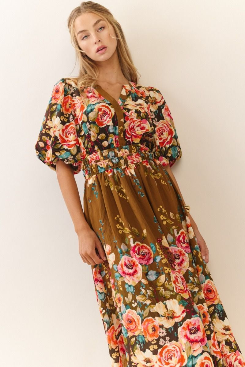 Empire Waist Floral Midi Dress