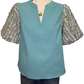 Sequins Bubble Sleeve Top Teal