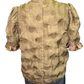 Satin Ruffled Dotted Textured Top Tan