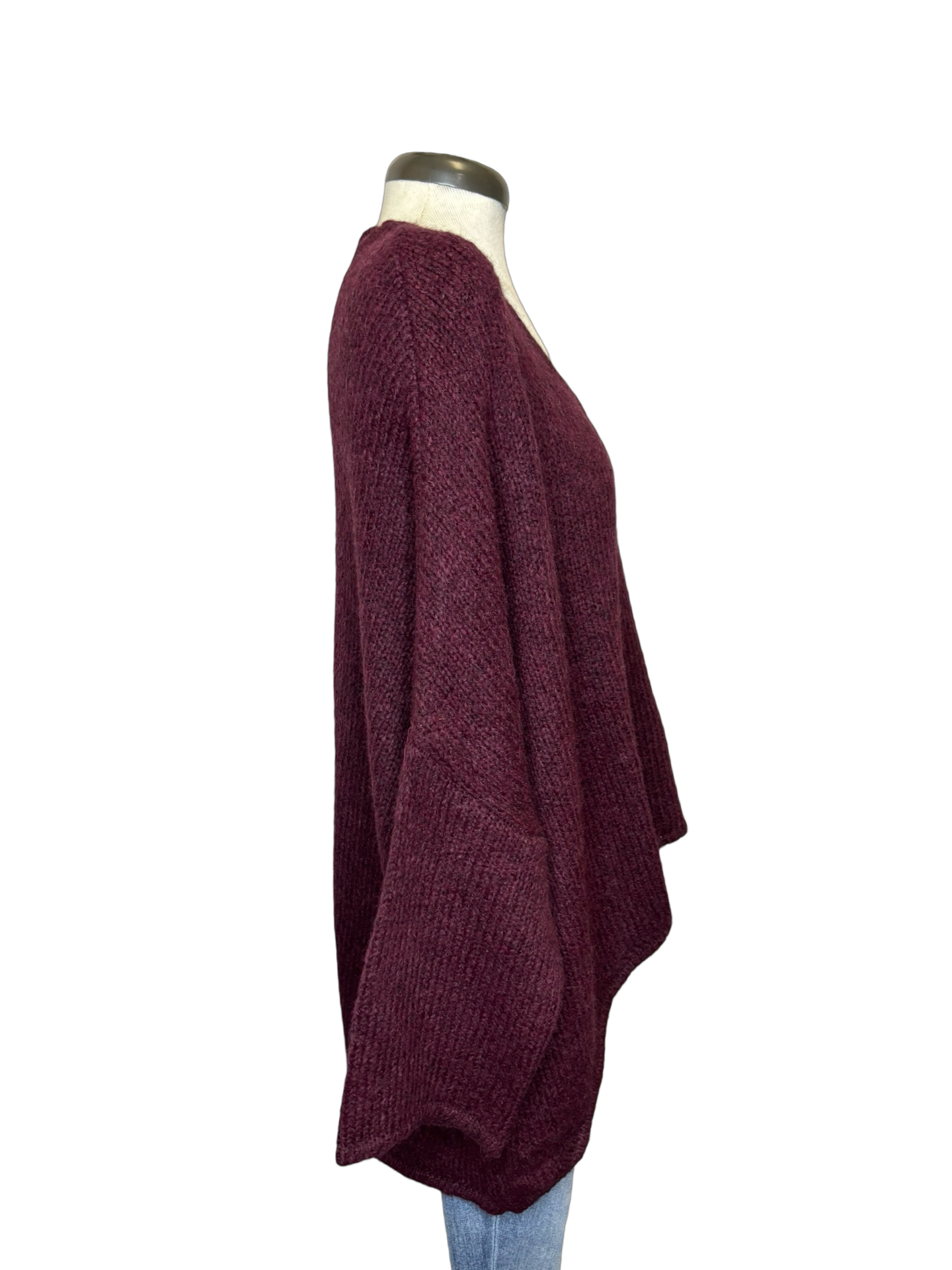Fortune Oversized Hi Lo Soft Knit Sweater Merlot