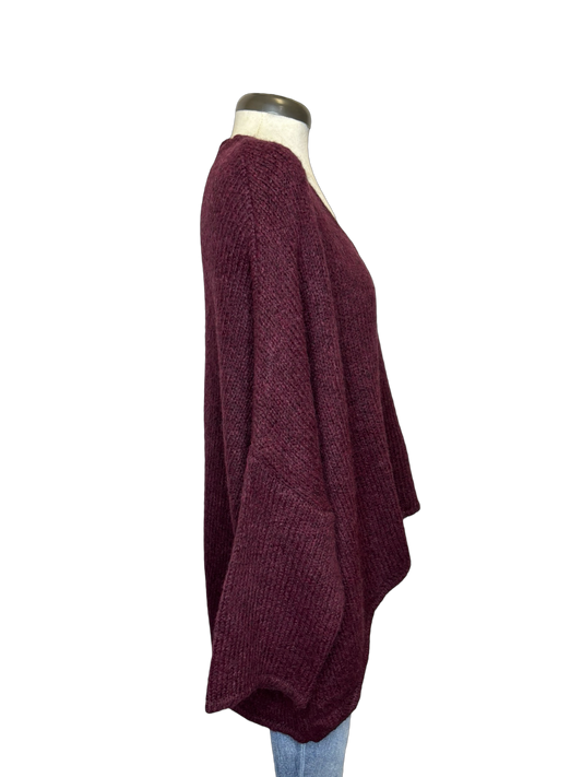 Fortune Oversized Hi Lo Soft Knit Sweater Merlot
