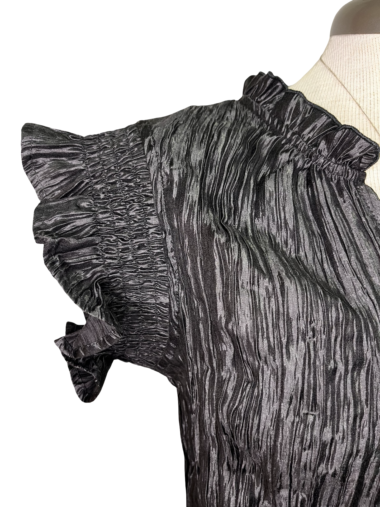 Crinkle Textured Top Black