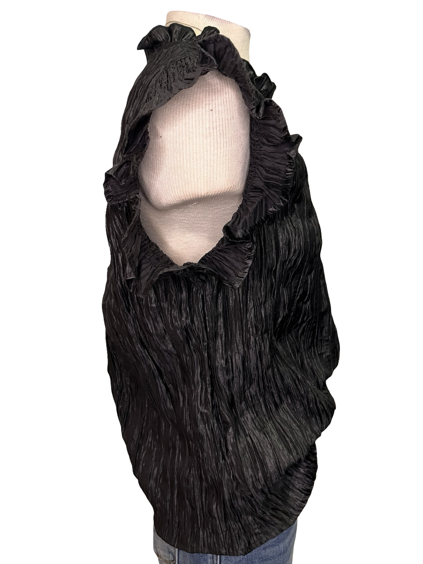 Crinkle Textured Top Black