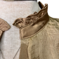 Satin Ruffled Dotted Textured Top Tan