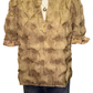 Satin Ruffled Dotted Textured Top Tan