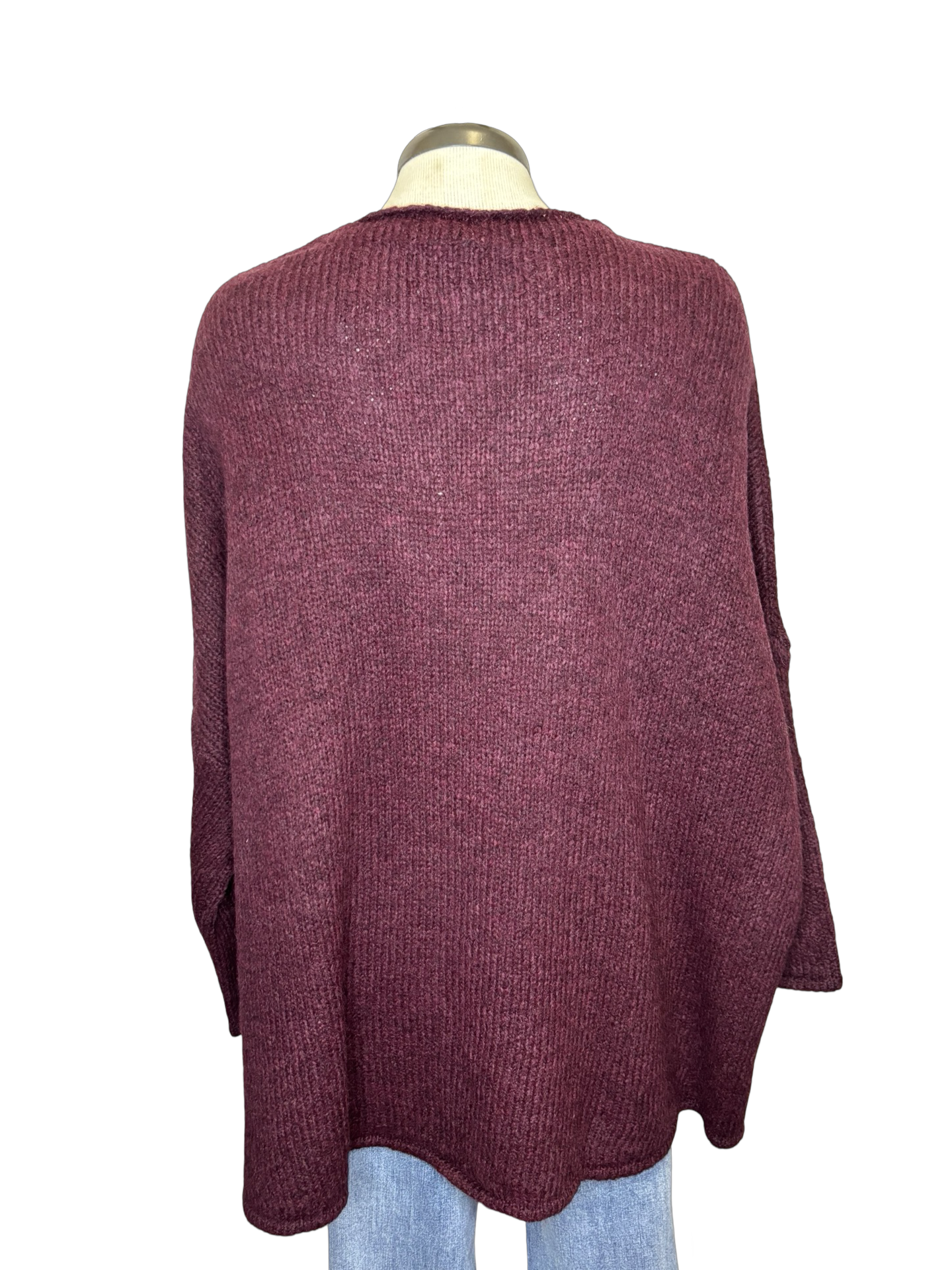 Fortune Oversized Hi Lo Soft Knit Sweater Merlot