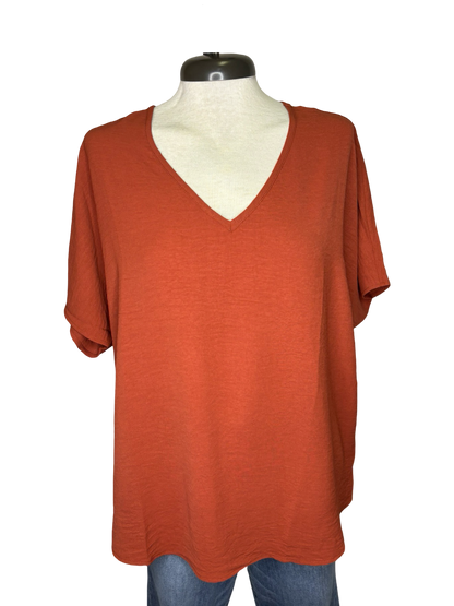 Rust V Neck Top