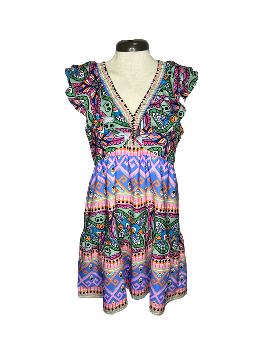 Wonder Aztec Ruffle Dress