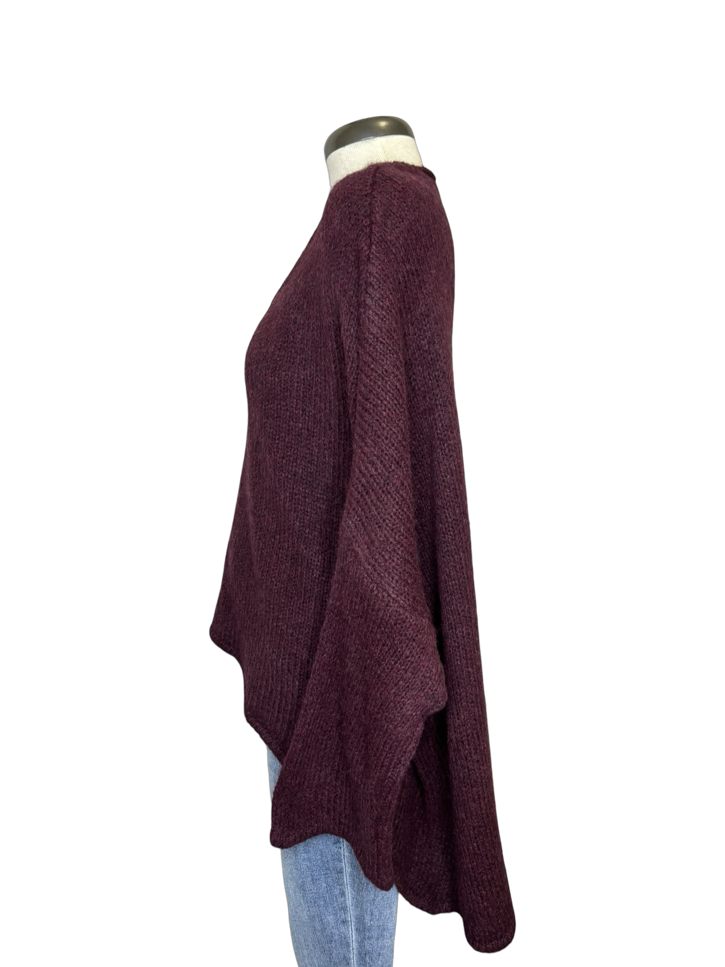 Fortune Oversized Hi Lo Soft Knit Sweater Merlot