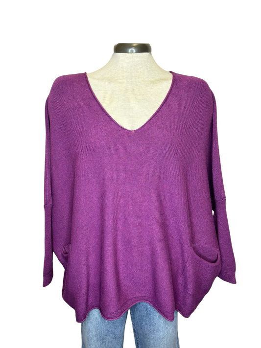 Leonie Oversize V Neck Sweater Grape