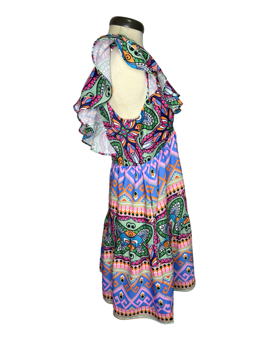 Wonder Aztec Ruffle Dress