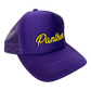 Panthers Purple in Gold Cursive Foam Trucker Hat