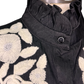 Ruffled Neck Embroidered Top Black