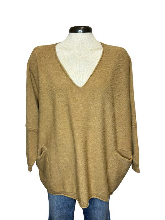 Leonie Oversize V Neck Sweater Caramel
