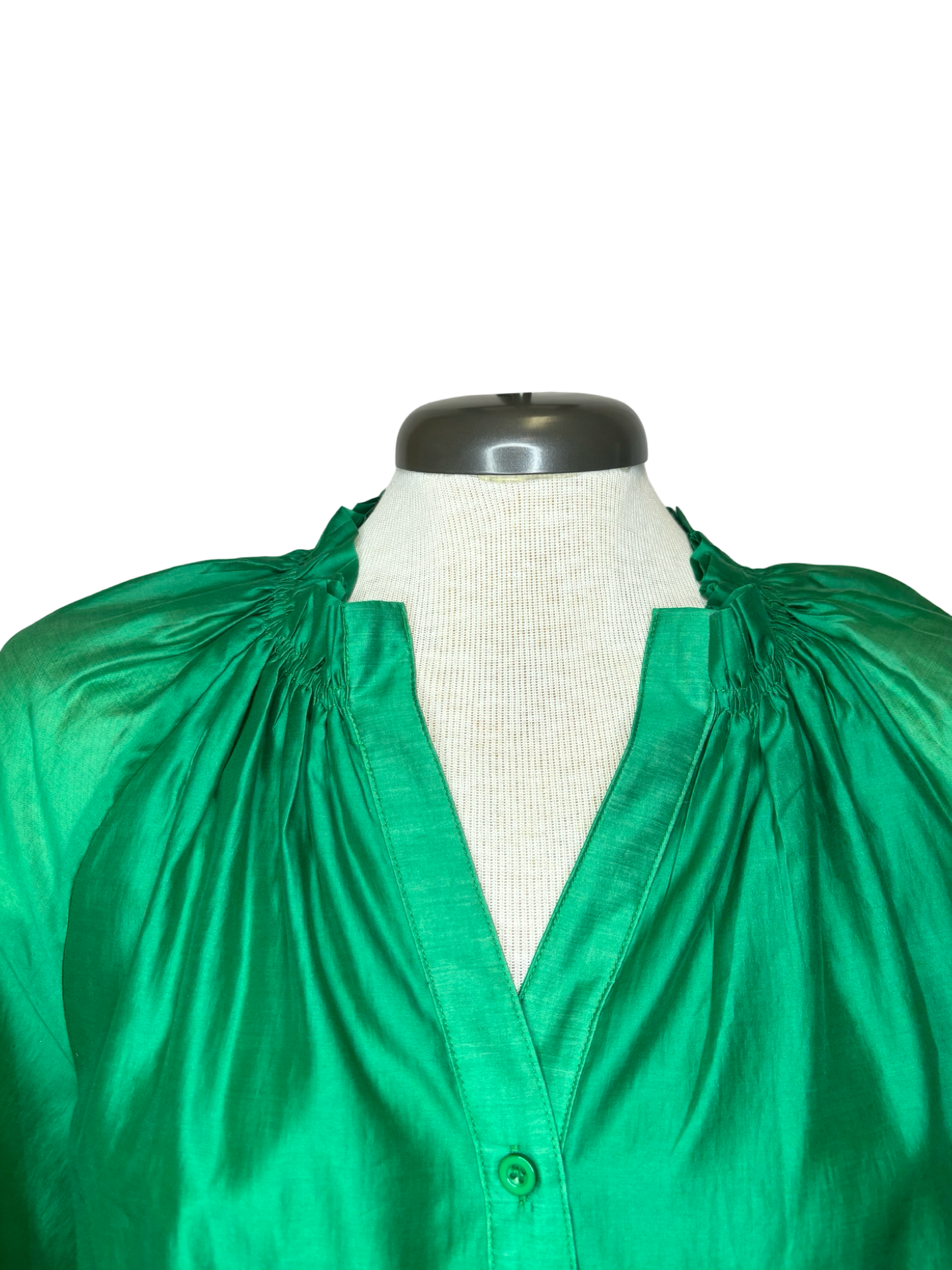 Split Neck Blouse Emerald