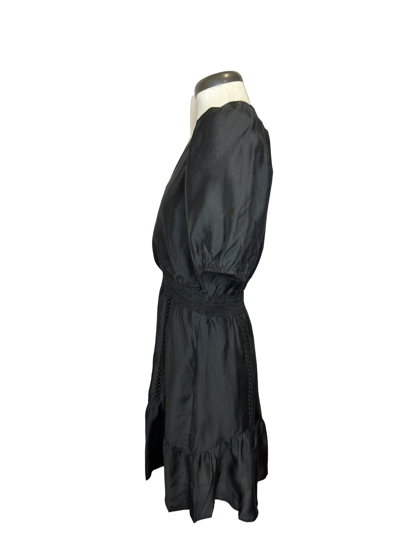 Black Trim Cinch Waist Dress