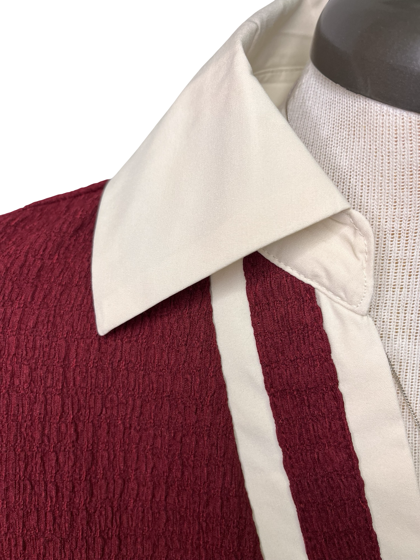 Collar V Neck Short Sleeve Top Wine