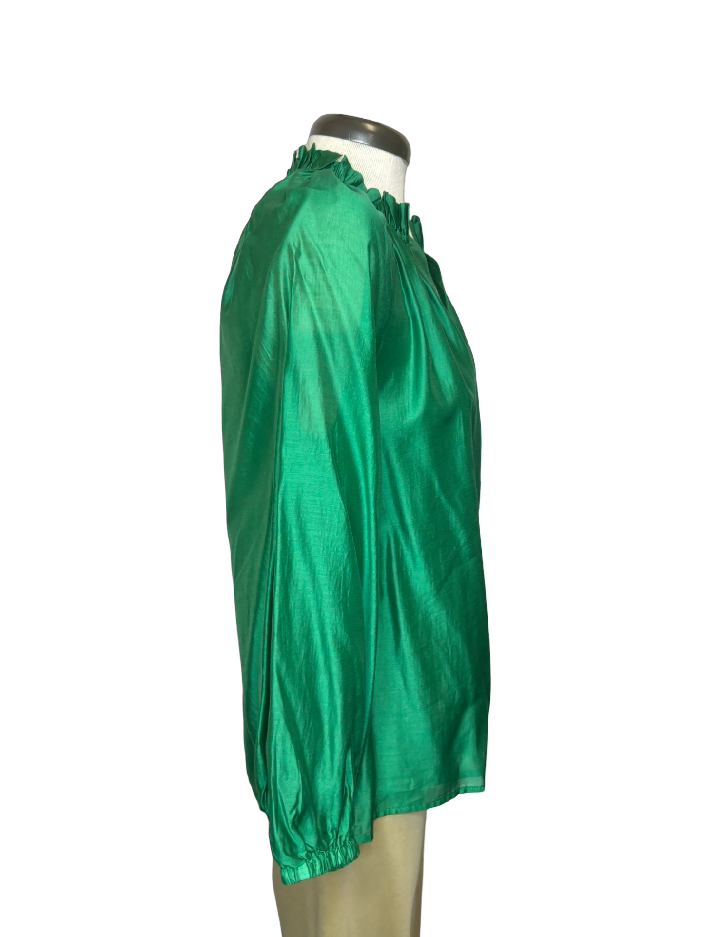 Split Neck Blouse Emerald