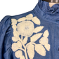 Ruffled Neck Embroidered Top Blue