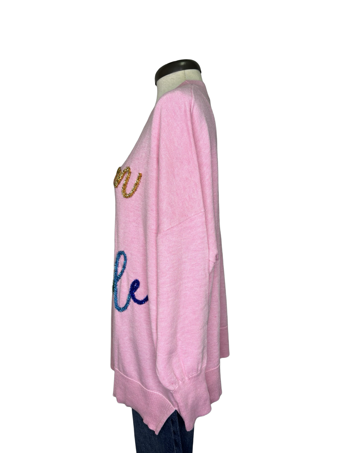 Holiday Sparkle Sweater One Size Pink