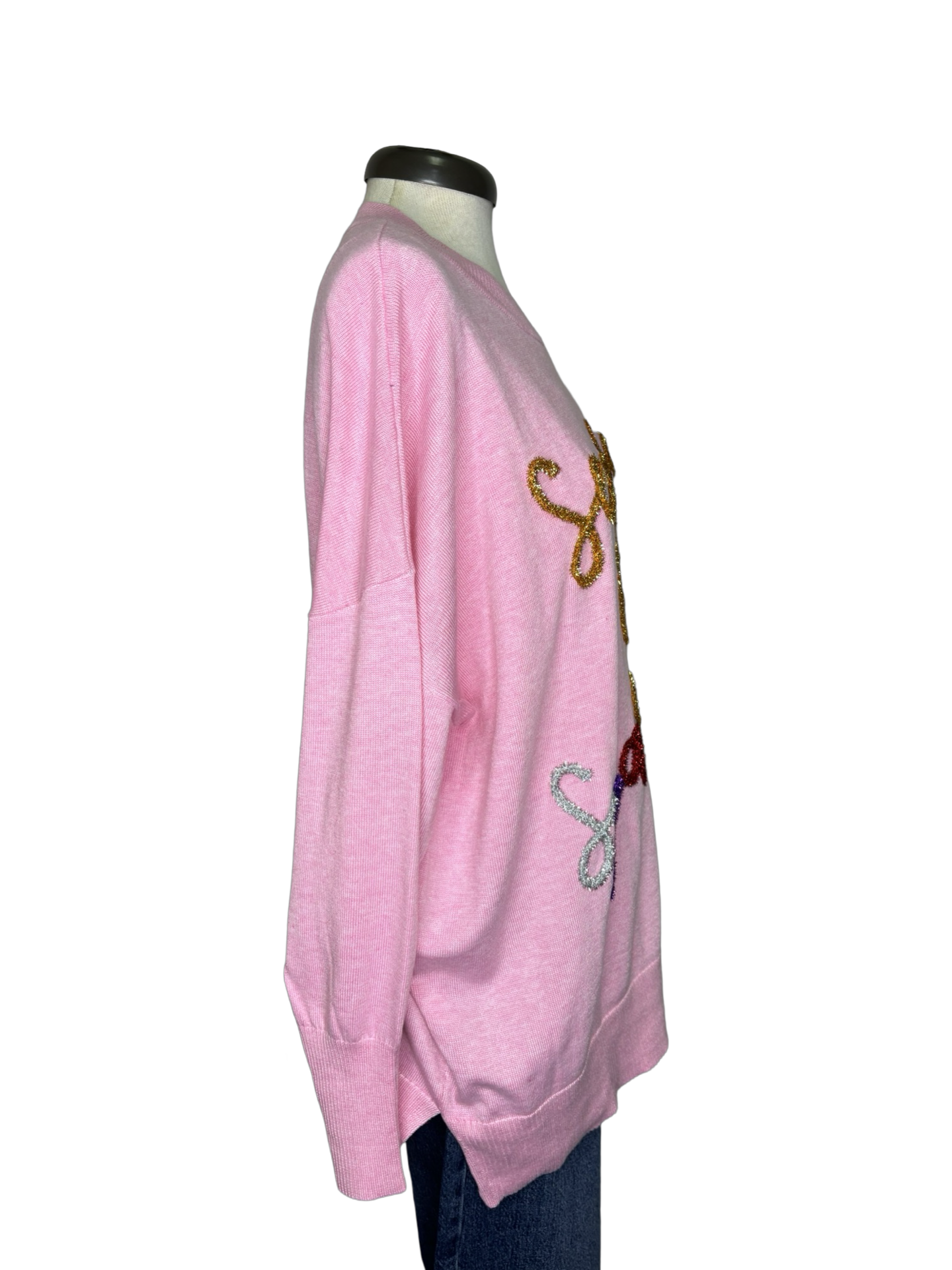 Holiday Sparkle Sweater One Size Pink
