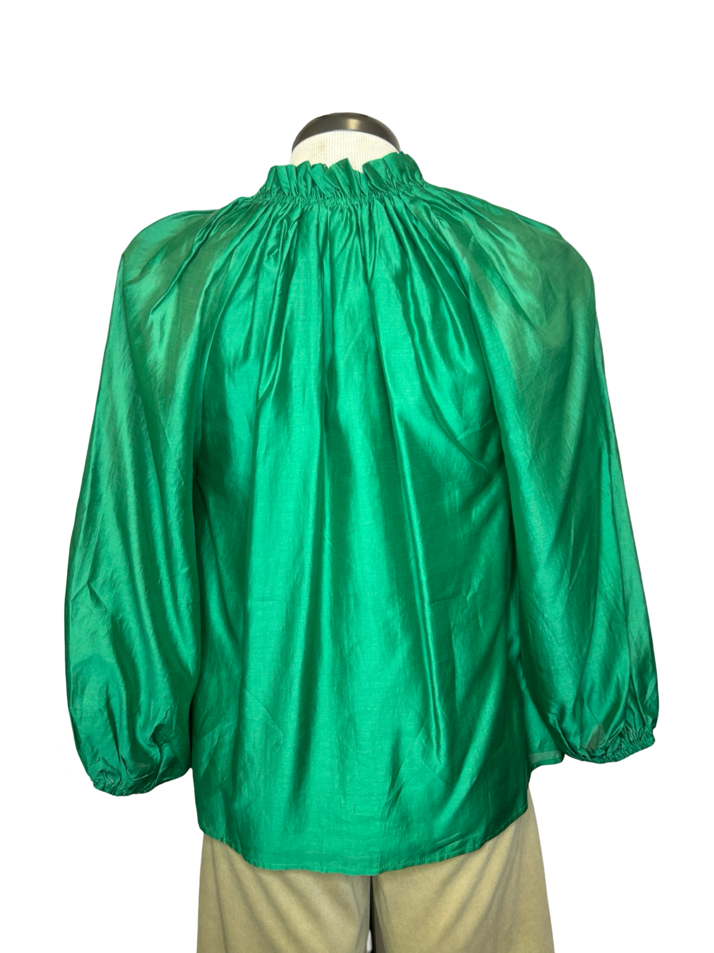 Split Neck Blouse Emerald