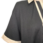 Collar V Neck Short Sleeve Top Black