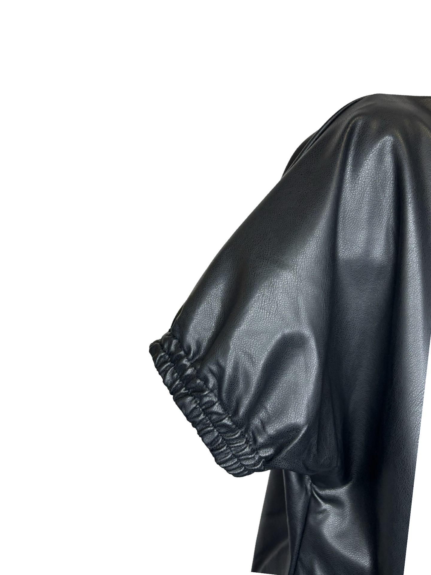 Short Sleeve Leather Top Black