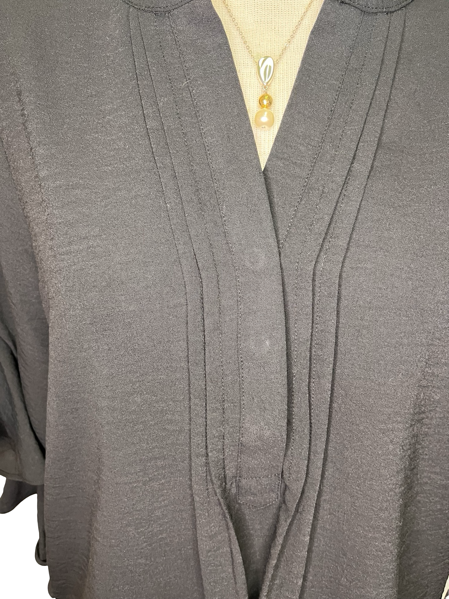 Bell Sleeve Pleated Detail Top Black