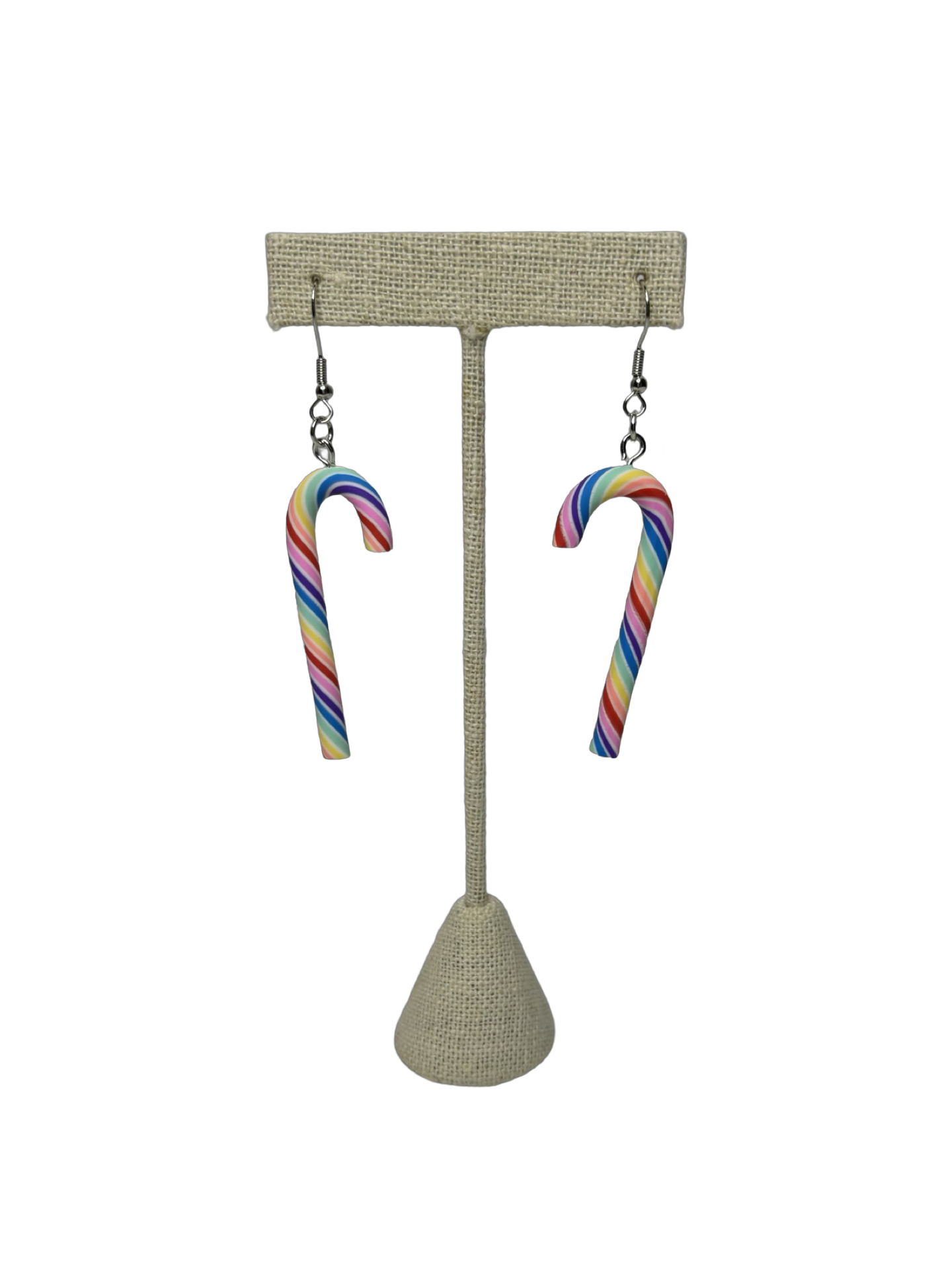Rainbow Candy Cane Dangle Earrings
